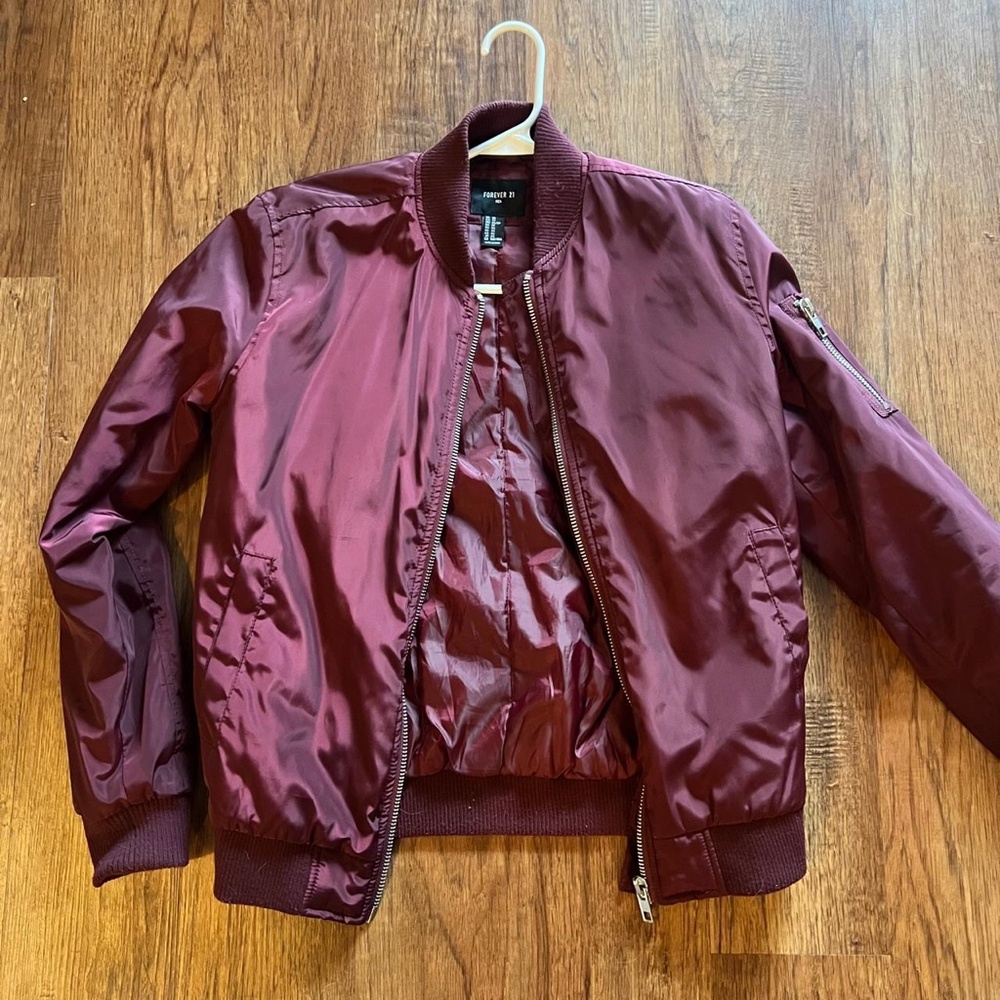 Burgundy Bomber Jacket - Picture 2 of 5